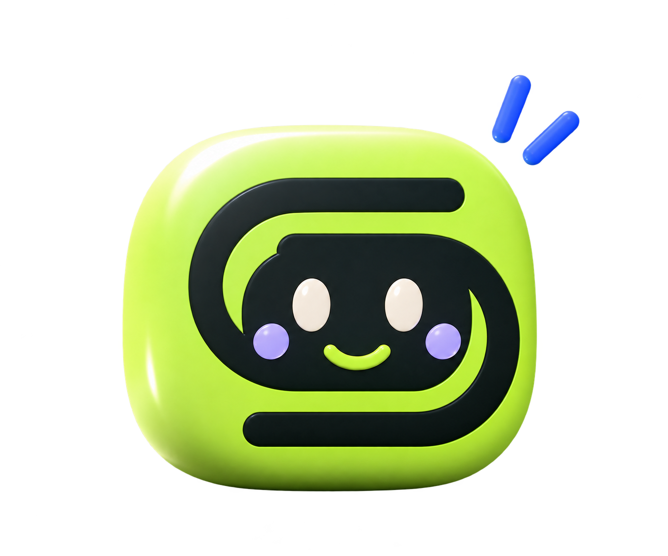 Soli, the lime-green SoliMotive assistant, sitting on the workbench